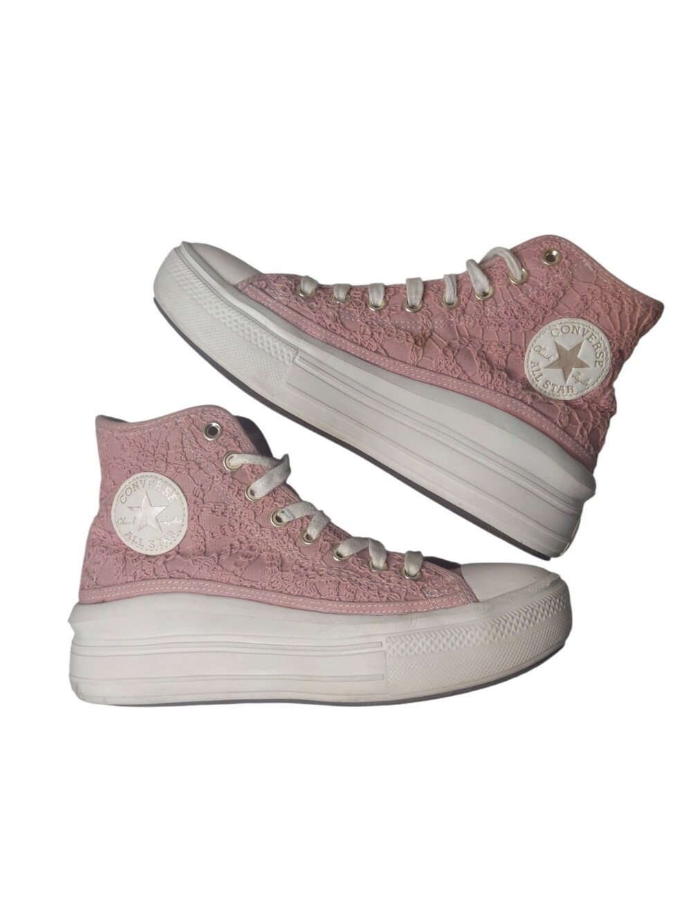 Converse Pink Lace High Top Platform Sneakers Women's Size 9.5